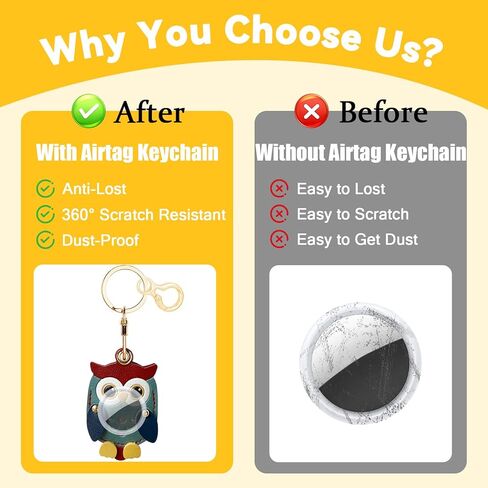 سلسلة مفاتيح جلدية لعلامة Airtag، حامل سلسلة مفاتيح واقٍ لطيف متوافق مع علامة Apple Air Tag، غطاء حافظة GPS للمفاتيح (البومة) in Kuwait