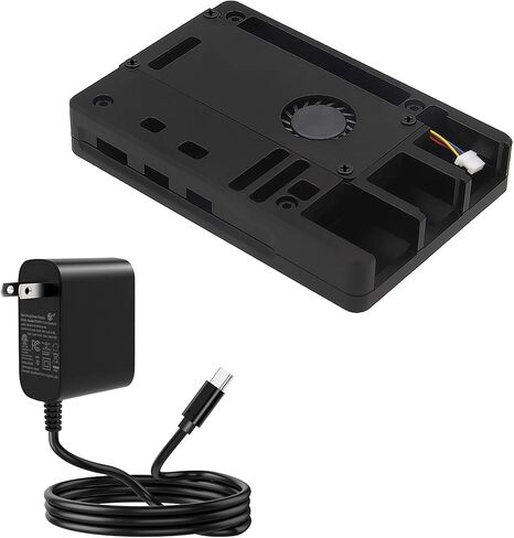 حافظة GPIO رفيعة للغاية من سبائك الألومنيوم باستخدام الحاسب الآلي مع مروحة + PD 27 وات 5.1 فولت 5A مزود طاقة USB-C لـ Raspberry Pi 5 in Kuwait