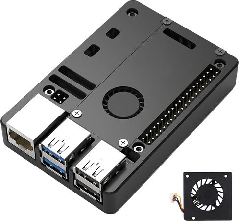 حافظة GPIO رفيعة للغاية من سبائك الألومنيوم باستخدام الحاسب الآلي مع مروحة + PD 27 وات 5.1 فولت 5A مزود طاقة USB-C لـ Raspberry Pi 5 in Kuwait