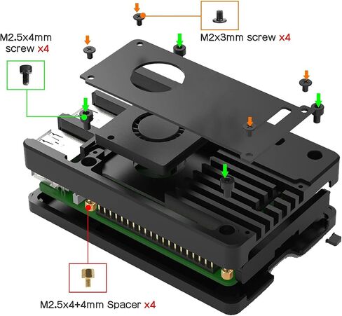 حافظة GPIO رفيعة للغاية من سبائك الألومنيوم باستخدام الحاسب الآلي مع مروحة + PD 27 وات 5.1 فولت 5A مزود طاقة USB-C لـ Raspberry Pi 5 in Kuwait
