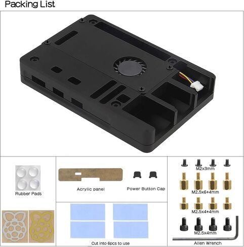 حافظة GPIO رفيعة للغاية من سبائك الألومنيوم باستخدام الحاسب الآلي مع مروحة + PD 27 وات 5.1 فولت 5A مزود طاقة USB-C لـ Raspberry Pi 5 in Kuwait