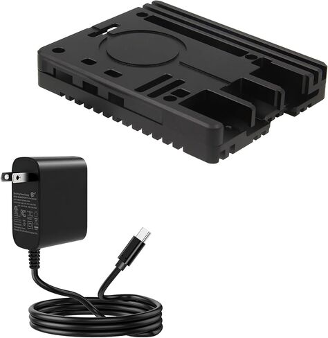 حافظة رفيعة للغاية من سبائك الألومنيوم باستخدام الحاسب الآلي GPIO لتبريد سلبي + PD 27 وات 5.1 فولت 5A مزود طاقة USB-C لـ Raspberry Pi 5 in Kuwait