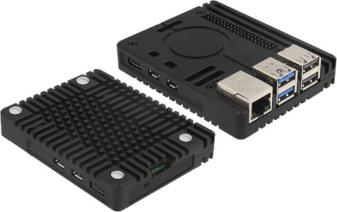 حافظة رفيعة للغاية من سبائك الألومنيوم باستخدام الحاسب الآلي GPIO لتبريد سلبي + PD 27 وات 5.1 فولت 5A مزود طاقة USB-C لـ Raspberry Pi 5 in Kuwait