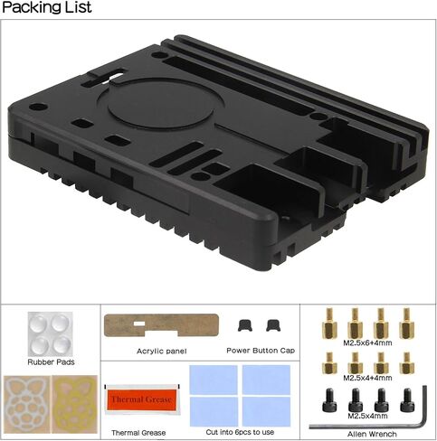 حافظة رفيعة للغاية من سبائك الألومنيوم باستخدام الحاسب الآلي GPIO لتبريد سلبي + PD 27 وات 5.1 فولت 5A مزود طاقة USB-C لـ Raspberry Pi 5 in Kuwait