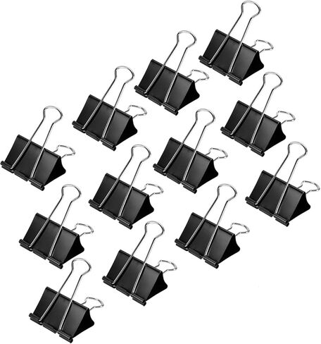 مشبك ورق من Amazon Basics، عدد 96 (8 عبوات من 12 قطعة)، متوسط، أسود in Kuwait