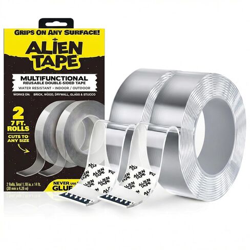 شريط Alientape Nano مزدوج الجوانب، لاصق متعدد الأغراض قابل للإزالة، شريط تثبيت شفاف قابل للغسل، قوي لزج شديد التحمل لديكور إطار الصورة للسجاد كما يظهر على التلفزيون (لفة واحدة) in Kuwait