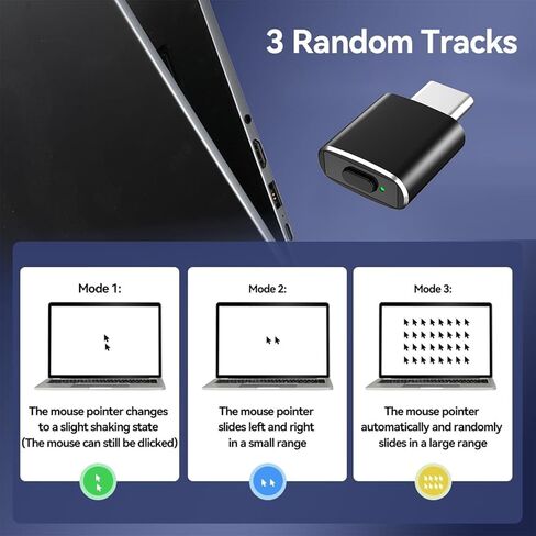 محرك ماوس USB C غير قابل للاكتشاف من Mouse Jiggler، متذبذب ماوس تلقائي من النوع C مع 3 أوضاع اهتزاز وزر تبديل، يبقي الكمبيوتر/الكمبيوتر المحمول/الكمبيوتر الشخصي مستيقظًا، التوصيل والتشغيل (فضي) in Kuwait