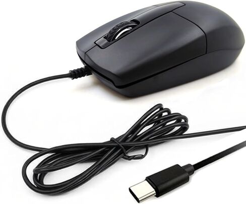 ماوس سلكي USB C، ماوس بصري من النوع C، محمول صامت ومريح، طول سلك 1.5 متر/4.9FT 1000 D-PI، 3 أزرار تصميم مريح يمكن استخدامه بكلتا اليدين لأجهزة iPad، والهاتف، والكمبيوتر المحمول، وMac، وMacBook، وAndroid، والكمبيوتر الشخصي، والسطح in Kuwait