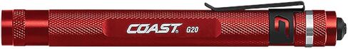 COAST® G20 مصباح LED لشعاع الفحص مع مشبك جيب قابل للتعديل وسطوع ثابت من الحافة إلى الحافة، أحمر، 54 لومن in Kuwait