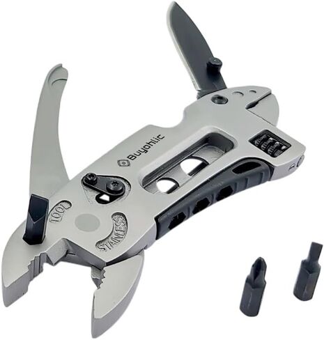 Buyohlic Multitool Wrench with 7 Tools/Pliers/Wire Cutter/Flat Screwdriver Adjustable Multi Purpose Stainless Steel Tool in Kuwait