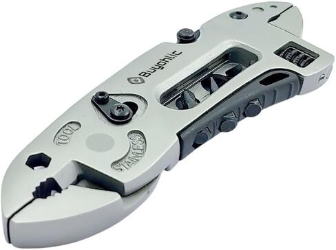Buyohlic Multitool Wrench with 7 Tools/Pliers/Wire Cutter/Flat Screwdriver Adjustable Multi Purpose Stainless Steel Tool in Kuwait