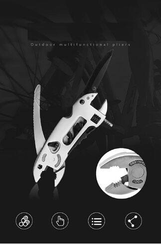 Buyohlic Multitool Wrench with 7 Tools/Pliers/Wire Cutter/Flat Screwdriver Adjustable Multi Purpose Stainless Steel Tool in Kuwait