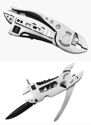Buyohlic Multitool Wrench with 7 Tools/Pliers/Wire Cutter/Flat Screwdriver Adjustable Multi Purpose Stainless Steel Tool in Kuwait