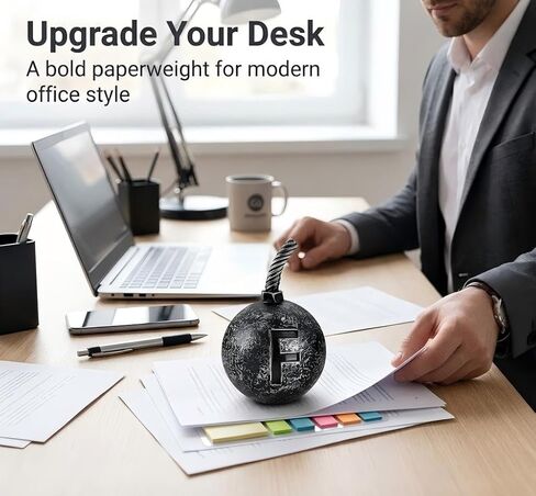 Initial Bomb Paperweight Humor Decor with Ball Paperweight Functional and Stylish Office Paperweight Gift for Office Co-Worker Boss,Student with Letter Paperweight Desk Decor in Saudi Arabia