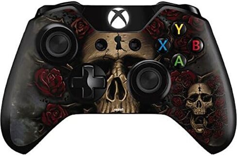 غلاف Skinit المخصص للألعاب المتوافق مع وحدة تحكم Xbox One - جمجمة زرقاء سائلة مرخصة رسميًا ومتشابكة مع تصميم الورود in Kuwait