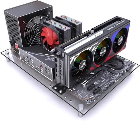 حافظة كمبيوتر بإطار مفتوح، حافظة حاسوب ذاتية الصنع تدعم اللوحات الأم ATX/M‑ATX/ITX، إطار زجاجي عضوي شفاف، تصميم تبديد الحرارة، جهاز كمبيوتر مستطيل الشكل in Kuwait