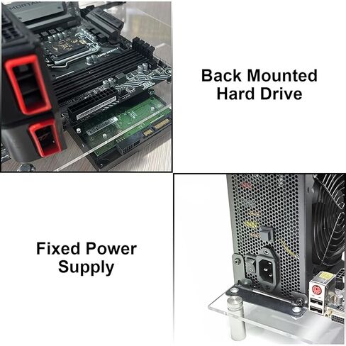حافظة كمبيوتر بإطار مفتوح، حافظة حاسوب ذاتية الصنع تدعم اللوحات الأم ATX/M‑ATX/ITX، إطار زجاجي عضوي شفاف، تصميم تبديد الحرارة، جهاز كمبيوتر مستطيل الشكل in Kuwait