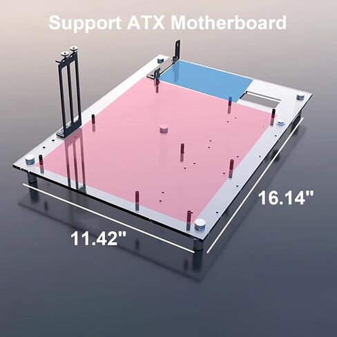 حافظة كمبيوتر بإطار مفتوح، حافظة حاسوب ذاتية الصنع تدعم اللوحات الأم ATX/M‑ATX/ITX، إطار زجاجي عضوي شفاف، تصميم تبديد الحرارة، جهاز كمبيوتر مستطيل الشكل in Kuwait