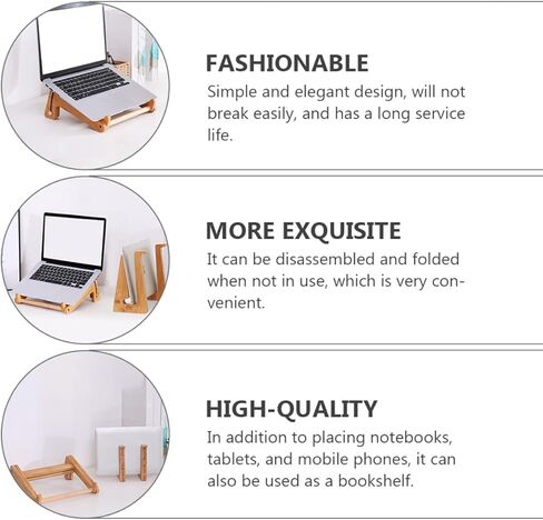 Vaguelly Wooden Laptop Stand Adjustable Cooling Rack Holder for 13-15.6 Inch Notebooks Portable Computer Riser Suitable for Home Office Use in Kuwait