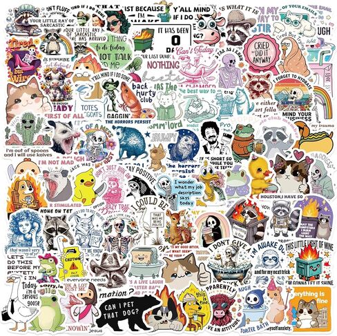 100PCS Funny Holographic Stickers Sarcastic Meme Stickers Waterproof Vinyl Decals for Laptop Water Bottle Skateboard Luggage Car Bumper for Kids Teens Girls Adults in Kuwait