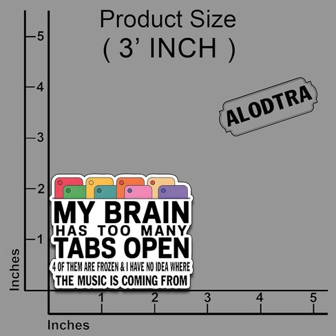(3PCS) My Brain Has Too Many Tabs Open ADHD Vinyl Sticker Pack Durable Waterproof Stickers for Laptop Water Bottle Car Bumper Phone Case in Saudi Arabia