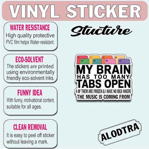 (3PCS) My Brain Has Too Many Tabs Open ADHD Vinyl Sticker Pack Durable Waterproof Stickers for Laptop Water Bottle Car Bumper Phone Case in Saudi Arabia