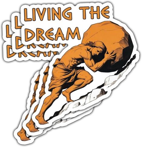مجموعة ملصقات مكونة من 3 قطع من Living The Dream Sisyphus، ملصقات أساطير مضحكة للعمل الجاد ميمي جمالية للبطل اليوناني لأجهزة الكمبيوتر المحمول وزجاجات المياه وملصقات سجل القصاصات مقاومة للماء in Kuwait