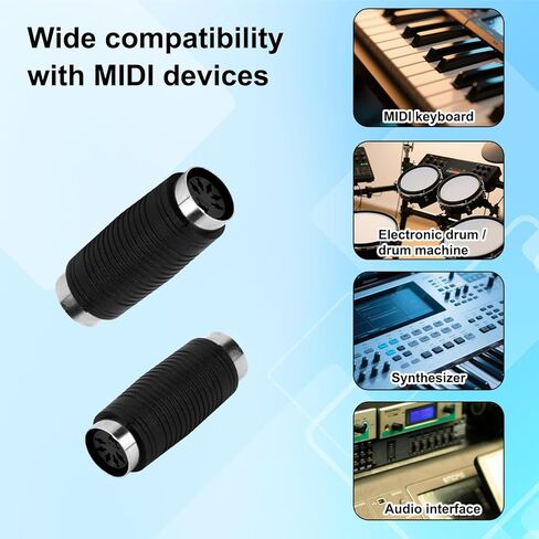 2 قطعة 5 دبوس DIN MIDI مقرنة مبدل الجنس، قسط 5 دبوس DIN MIDI أنثى إلى أنثى محولات موصل لاسلكي الفاصل المحور مناسبة لتسجيل استوديوهات العروض الحية in Kuwait