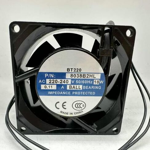 BT220 8038B2HL AC 220/240V 0.11A 18W 80x80x38mm مروحة تبريد بسلكين in Kuwait