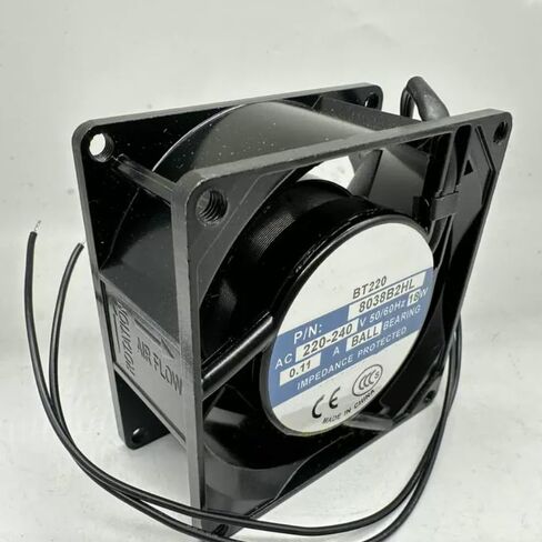 BT220 8038B2HL AC 220/240V 0.11A 18W 80x80x38mm مروحة تبريد بسلكين in Kuwait