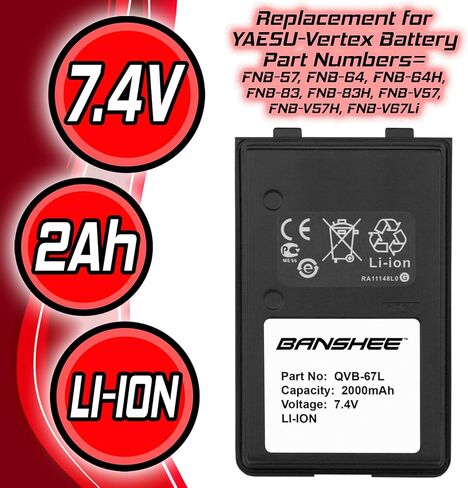 Banshee FNB-V57 FNB-V67Li Battery fits YAESU VX-120 VX-170 VX-210 VX-400 VX-410 2000mah in Kuwait