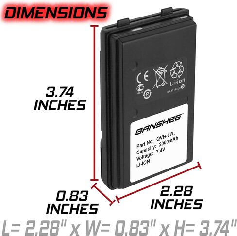 Banshee FNB-V57 FNB-V67Li Battery fits YAESU VX-120 VX-170 VX-210 VX-400 VX-410 2000mah in Kuwait