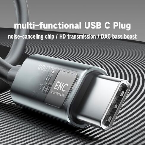 سماعات أذن USB-C لإلغاء الضوضاء، محرك هجين (1DD+1BA) سماعات رأس سلكية عميقة الجهير من النوع C، سماعة أذن مزودة بميكروفون لإلغاء الضوضاء متوافقة مع هواتف iPhone 17 16 15 pro max Samsung ومنفذ C in Kuwait