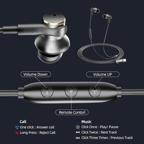 سماعات أذن USB-C لإلغاء الضوضاء، محرك هجين (1DD+1BA) سماعات رأس سلكية عميقة الجهير من النوع C، سماعة أذن مزودة بميكروفون لإلغاء الضوضاء متوافقة مع هواتف iPhone 17 16 15 pro max Samsung ومنفذ C in Kuwait