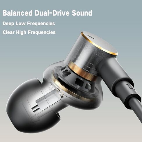 سماعات أذن USB-C لإلغاء الضوضاء، محرك هجين (1DD+1BA) سماعات رأس سلكية عميقة الجهير من النوع C، سماعة أذن مزودة بميكروفون لإلغاء الضوضاء متوافقة مع هواتف iPhone 17 16 15 pro max Samsung ومنفذ C in Kuwait