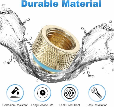 2-Pack G1/4" Male to Female Extender Fitting G1/4" x 10mm Extender Adapter with O-Ring - Durable Hard Tubing Compression Fitting for PC Water Cooling System, Golden in Kuwait