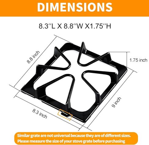 Upgraded W10447925 Burner Grate Replacement for Whirlpool Stove Parts Kenmore Stove Grate Maytag Gas Range Parts Surface Burner Grate Set Amana Stove Top Grate Inglis Kirkland Gas Cooktop Parts 4Pcs in Saudi Arabia
