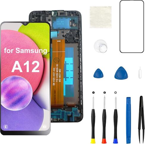 for Samsung Galaxy A12 A125U Screen Replacement with Frame A12 Nacho a127 s127dl a125a a125w LCD Display Touch Digitizer Assembly with Repair Tool Kits 6.5 inch in Kuwait