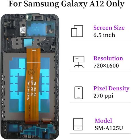 for Samsung Galaxy A12 A125U Screen Replacement with Frame A12 Nacho a127 s127dl a125a a125w LCD Display Touch Digitizer Assembly with Repair Tool Kits 6.5 inch in Kuwait