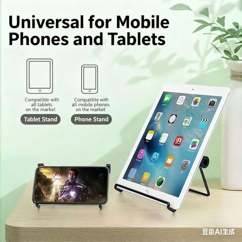 حامل كمبيوتر لوحي لجهاز iPad حامل مكتب، ملحقات مكتب منزلي قابل للطي للسفر لحامل iPad وحامل أجهزة iPad وأساسيات الكلية وشاشة محمولة تناسب علامات التبويب iPhone 4-15.9 بوصة باللون الأسود in Kuwait