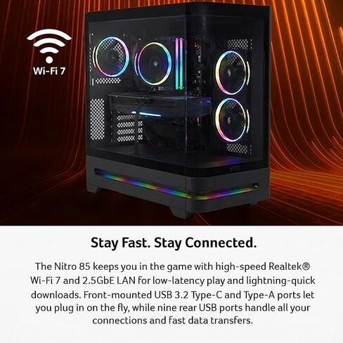 كمبيوتر الألعاب آيسر نيترو 85 | معالج ايه ام دي رايزن 9 9900X | رسومات AMD Radeon RX 9070 XT | 16 جيجابايت DDR5 | 1 تيرابايت الجيل الرابع SSD | واي فاي 7 | ويندوز 11 هوم | N85-100-UR37 in Kuwait