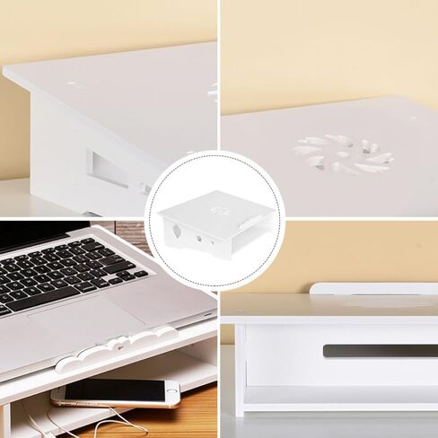حامل تبريد للكمبيوتر المحمول من NUOBESTY DIY حامل دعم شاشة كمبيوتر مرتفع مع وسادة تبريد صامتة، حجم صغير أبيض، ملحق كمبيوتر محمول محمول للمنزل والمكتب in Kuwait