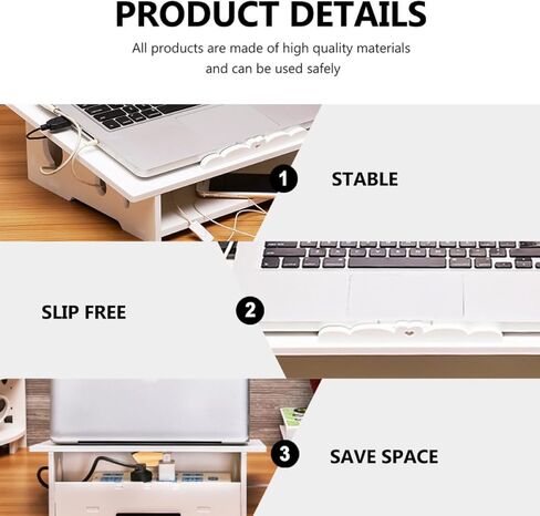 حامل تبريد للكمبيوتر المحمول من NUOBESTY DIY حامل دعم شاشة كمبيوتر مرتفع مع وسادة تبريد صامتة، حجم صغير أبيض، ملحق كمبيوتر محمول محمول للمنزل والمكتب in Kuwait