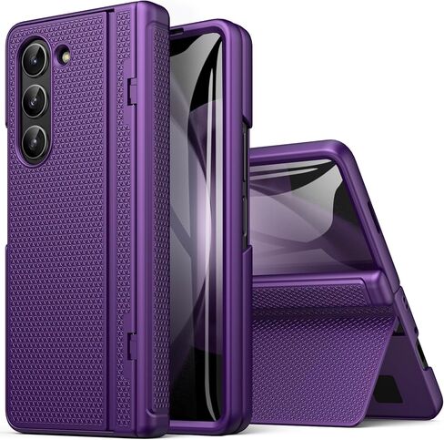 BXYJY for Samsung Galaxy Z Fold 5 Case with Stand, Front Screen Protector, Hinge Protection, Slim & Rugged, Full Body Hard Cover, Daily Drop Protective Phone Case for Samsung Z Fold 5 5g 2023, Black in Kuwait