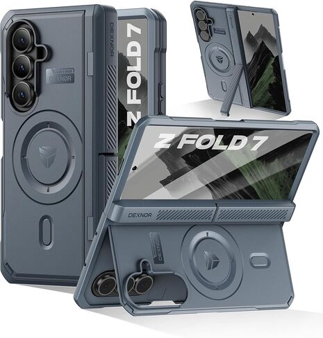 حافظة Dexnor مغناطيسية لهاتف Samsung Galaxy Z Fold 7 مع مسند مزدوج وواقي شاشة أمامي وحماية مفصلية، متوافقة مع MagSafe، حافظات واقية متينة لكامل الجسم، 6.5 بوصة باللون الأسود in Kuwait