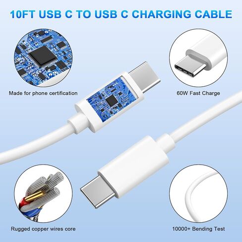 [معتمد من Apple MFi] شاحن iPhone 17 بقوة 40 وات شحن سريع، كتلة شاحن USB C سريع مع سلك كابل شحن من النوع C بطول 10 أقدام لهاتف iPhone 17/17 Pro/17 Pro Max/Air/16/16 Pro/16 Pro Max/16 Plus/15 iPad in Kuwait