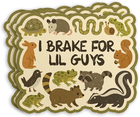 (3Pcs-3") I Brake for Lil Guys Bumper Sticker Cute Forest Animals Funny Wildlife Critters Waterproof Die-Cut Vinyl Sticker for Laptop Water Bottle Tumbler Kindle Decal Gift for Her Him 3 Inches in Kuwait