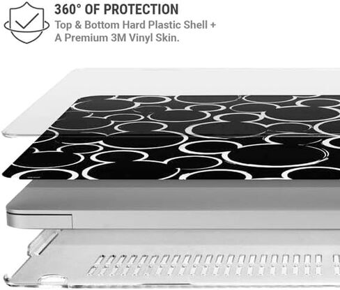 Skinit Laptop Case Plus Skin Compatible with MacBook Air 15in (2023) - Officially Licensed Disney Mickey Mouse Logo Pattern Design in Kuwait