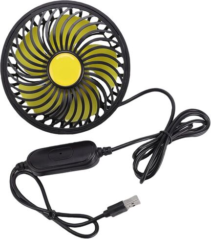 مروحة سيارة تعمل بالطاقة USB من جانوكو، دوران هواء قوي لمسند الرأس الخلفي للمركبة، قابل للدوران 360 درجة، 18 قدم، ضوضاء منخفضة لشاحنة السيارة، أسود ABS in Kuwait
