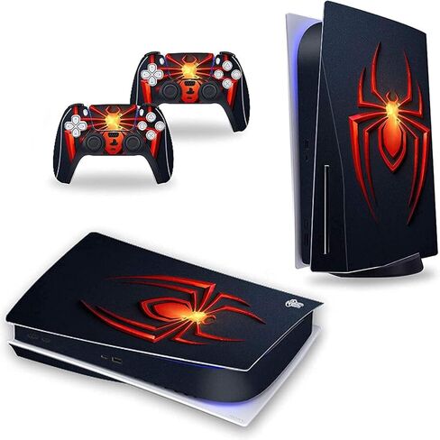 ملصقات لاصقة من الفينيل Black Spider Man UV 3M لوحدة تحكم إصدار قرص PlayStation 5 واثنين من الملصقات ذات الإحساس المزدوج 5 تصميم وحدة التحكم وجهاز التحكم باللون الأسود PS5 [لعبة فيديو] in Kuwait